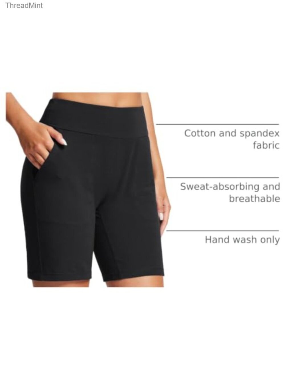 Women's 8" Bermuda Shorts High Waist Cotton Spandex Athletic Running Yoga Phone - Picture 3 of 6